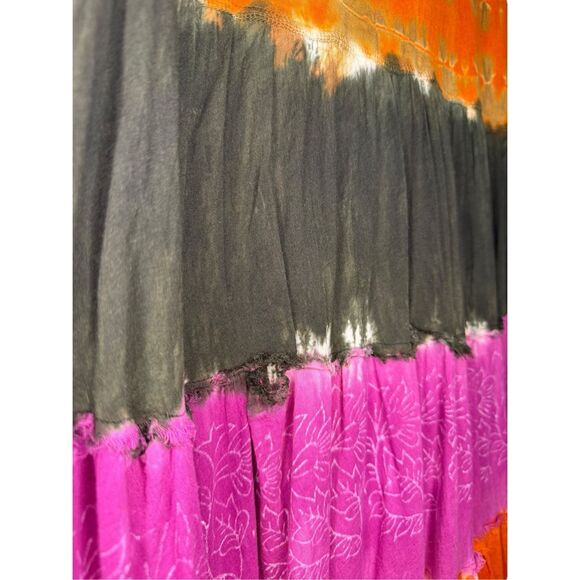 Solitaire Women’s Small Tiered Patchwork Maxi Skirt Indie Hippie Festival - Picture 5 of 7